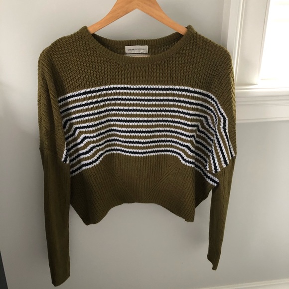 SOLD❤️Urban Outfitters Army Green Striped Sweater - Picture 2 of 5